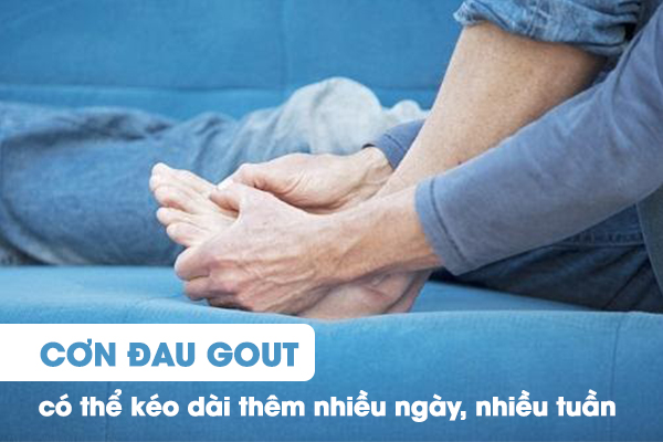 Cơn đau Gout có thể kéo dài thêm nhiều ngày, nhiêu tuần.
