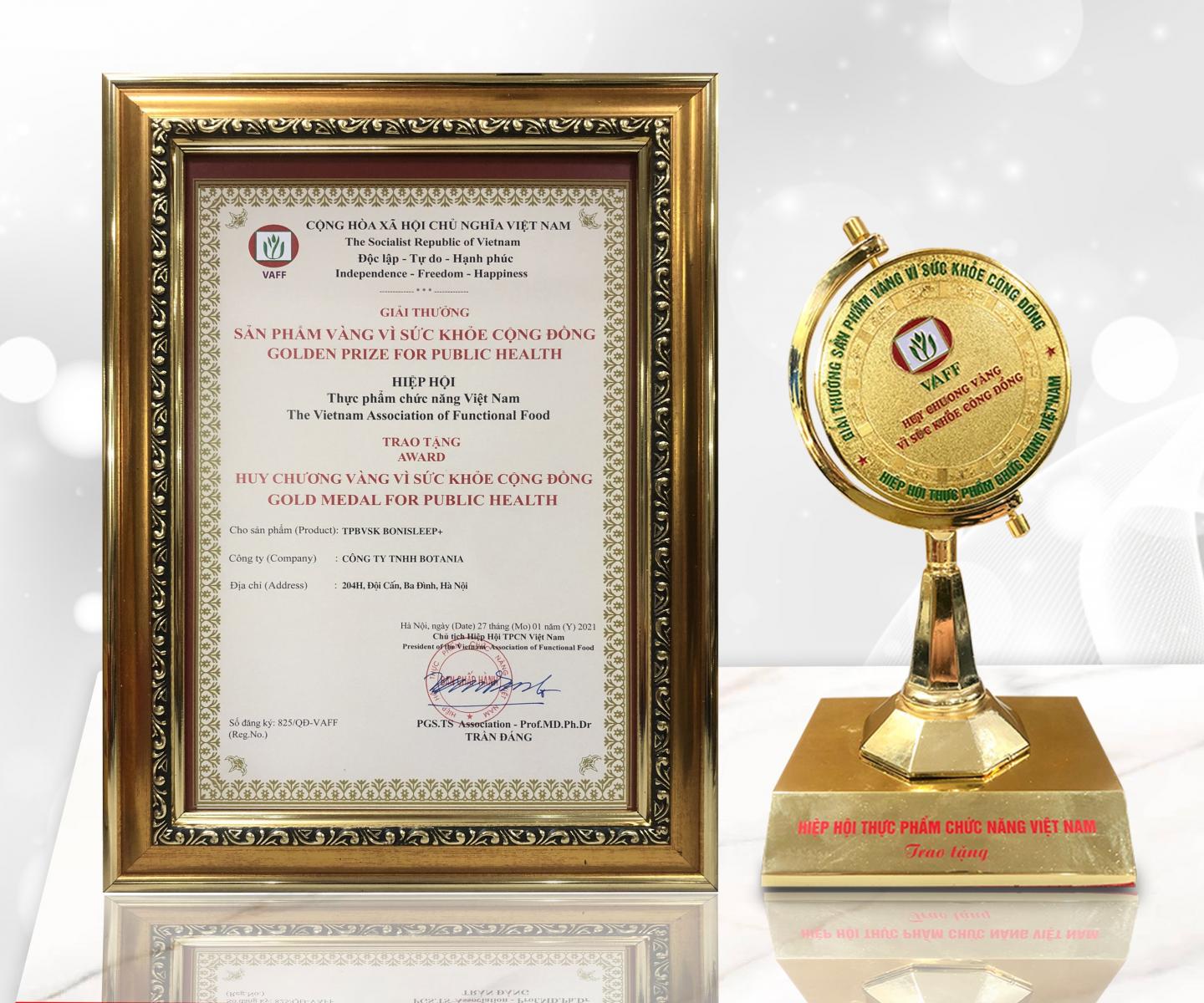 BoniSleep + được trao tặng danh hiệu “Huy chương vàng vì sức khỏe cộng đồng”
