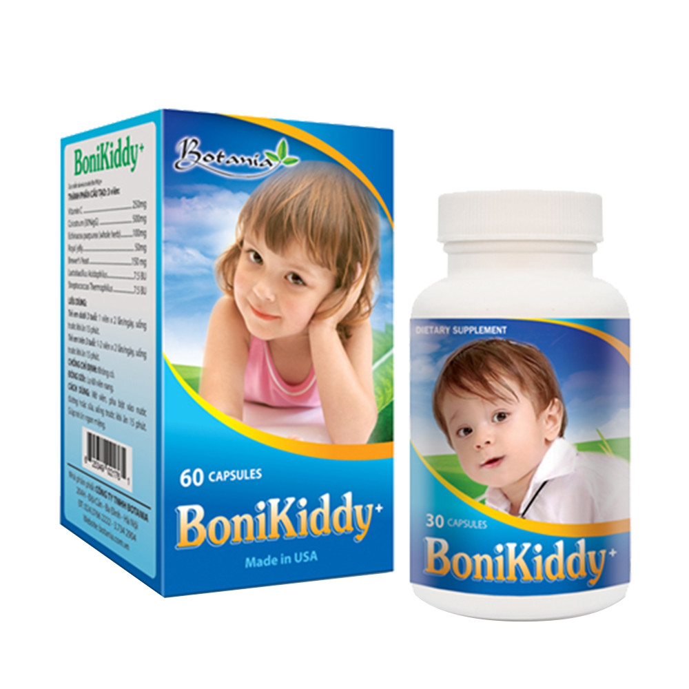 BoniKiddy+ của Mỹ có thành phần toàn diện giúp tăng cường sức đề kháng cho trẻ.